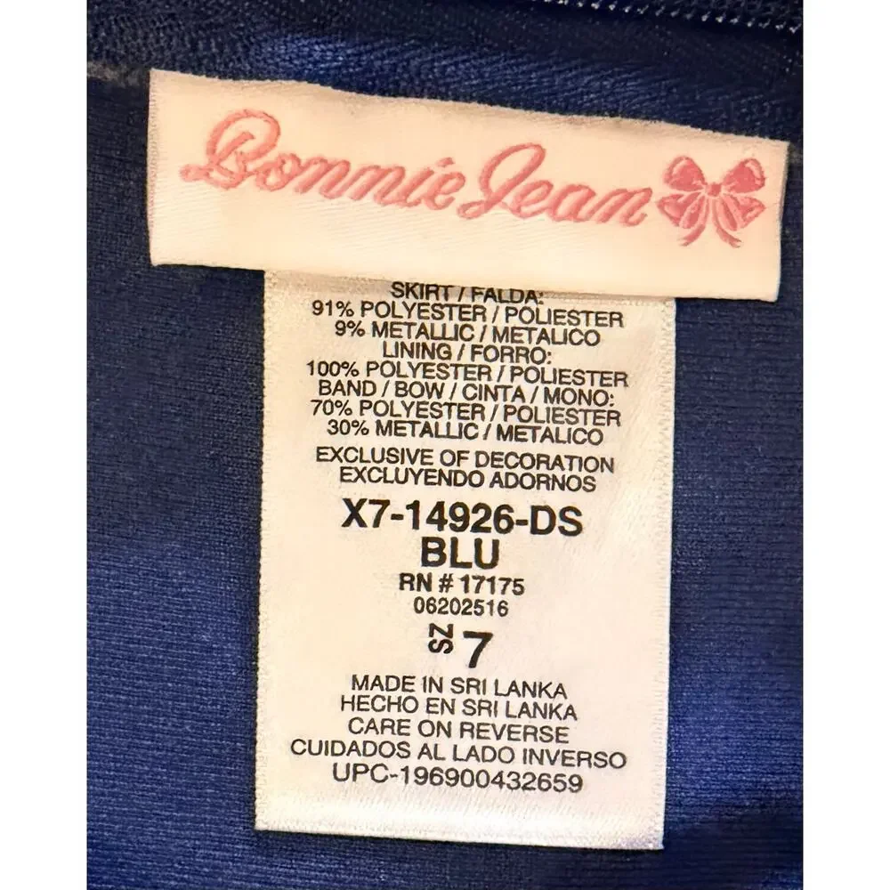 Bonnie Jean Little & Big Kid Girls Short Sleeve Fit+Flare Dress Blue & Gold Sz.7